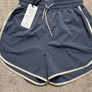 Varley Navy Athletic Shorts with Cream Trim